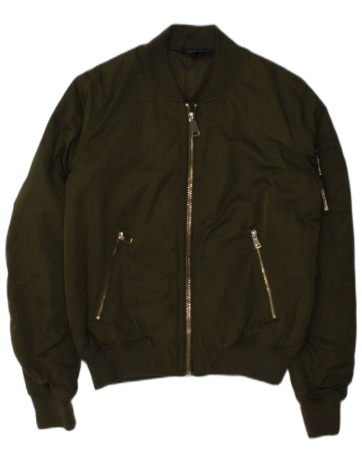 Topshop Damen Bomberjacke UK 8 Small Khaki Polyester