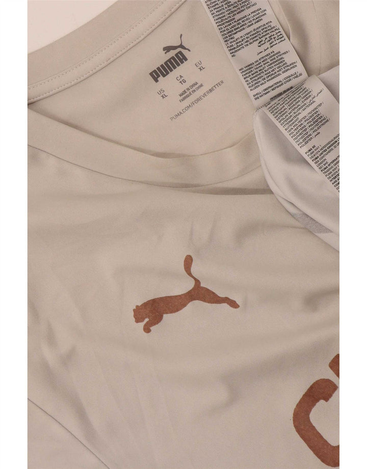 Puma Herren Grafik T-Shirt Top XL Weiß Polyester