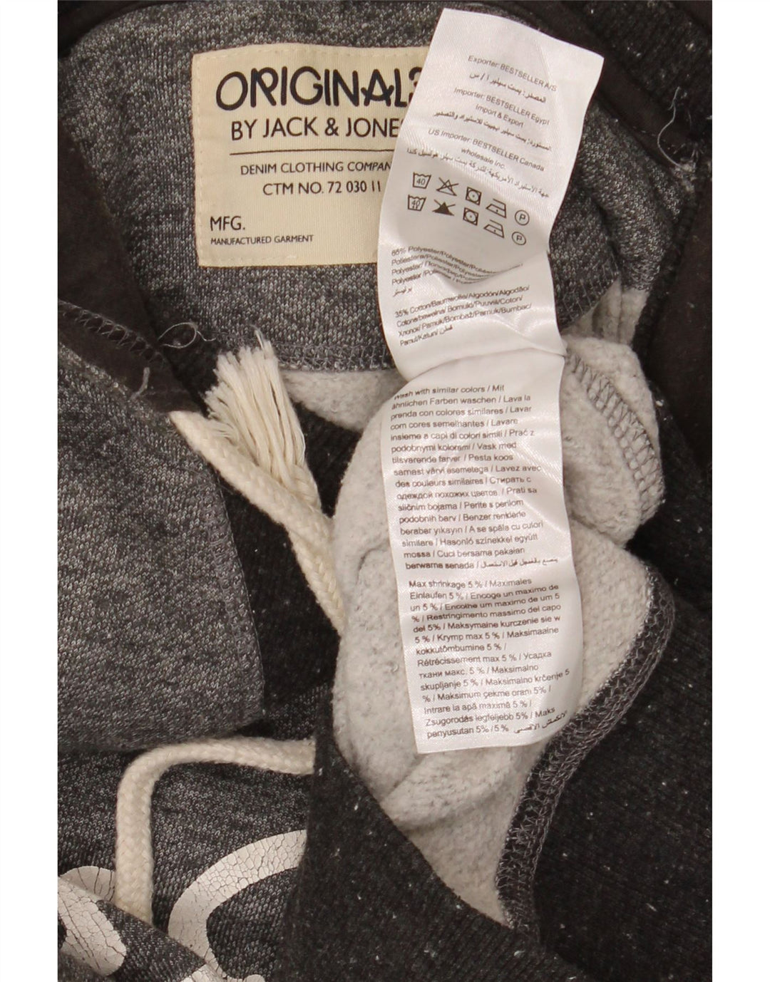 Jack & Jones Herren-Kapuzenpullover mit Grafik, mittelgrau meliert, Polyester