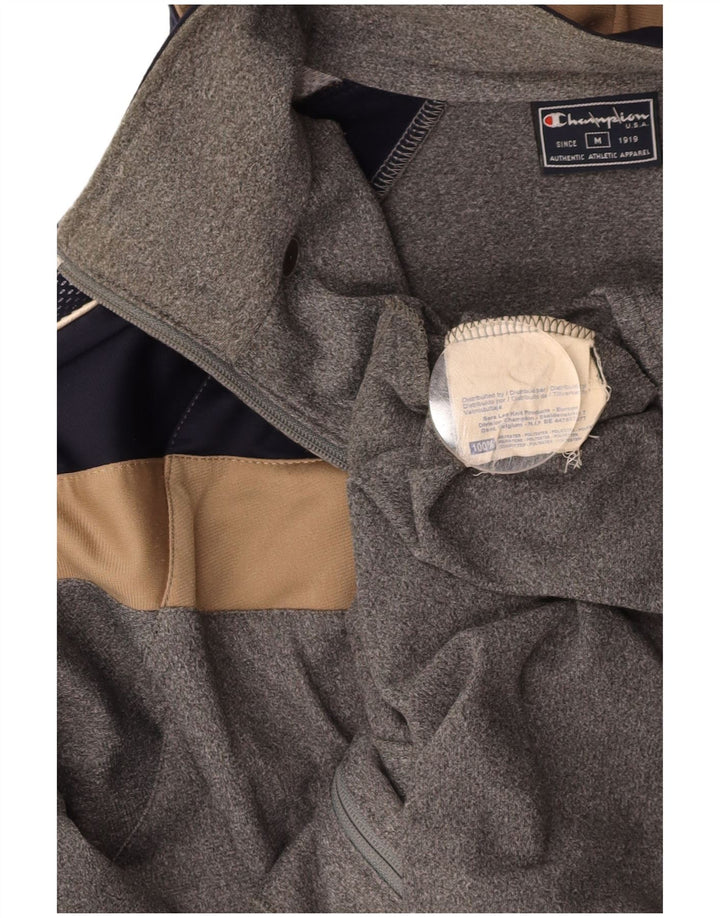 CHAMPION Mens Graphic Hooded Tracksuit Top Jacket Medium Grey Colourblock