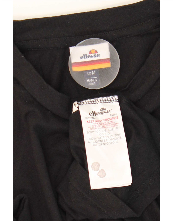 Ellesse Herren-Grafik-T-Shirt-Oberteil aus mittelschwarzer Baumwolle