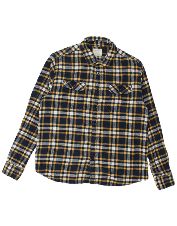 Mountain Warehouse Herren-Flanellhemd aus mittelblauer, karierter Baumwolle