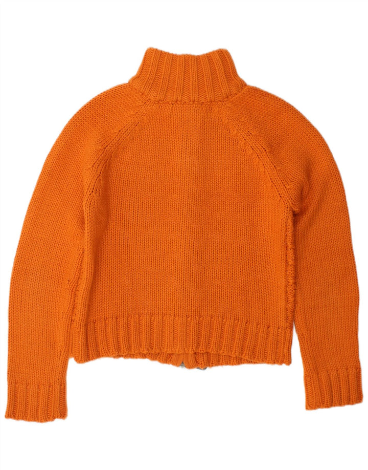Zara Damen Crop Cardigan Pullover UK 12 Mittelorange Acryl