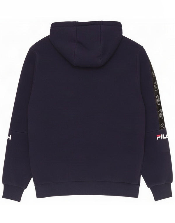 Fila Mens Graphic Hoodie Jumper Small Navy Blue Colourblock Cotton
