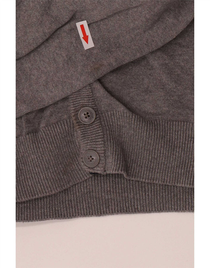 Crew Clothing Herren-Strickjacke aus mittelgrauer Baumwolle