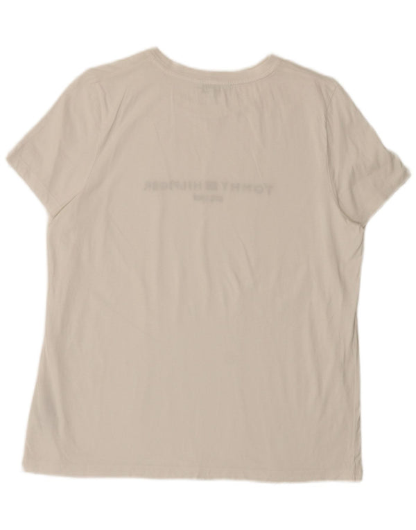 Tommy Hilfiger Damen-T-Shirt mit Grafik, UK 20 2XL, weiße Baumwolle