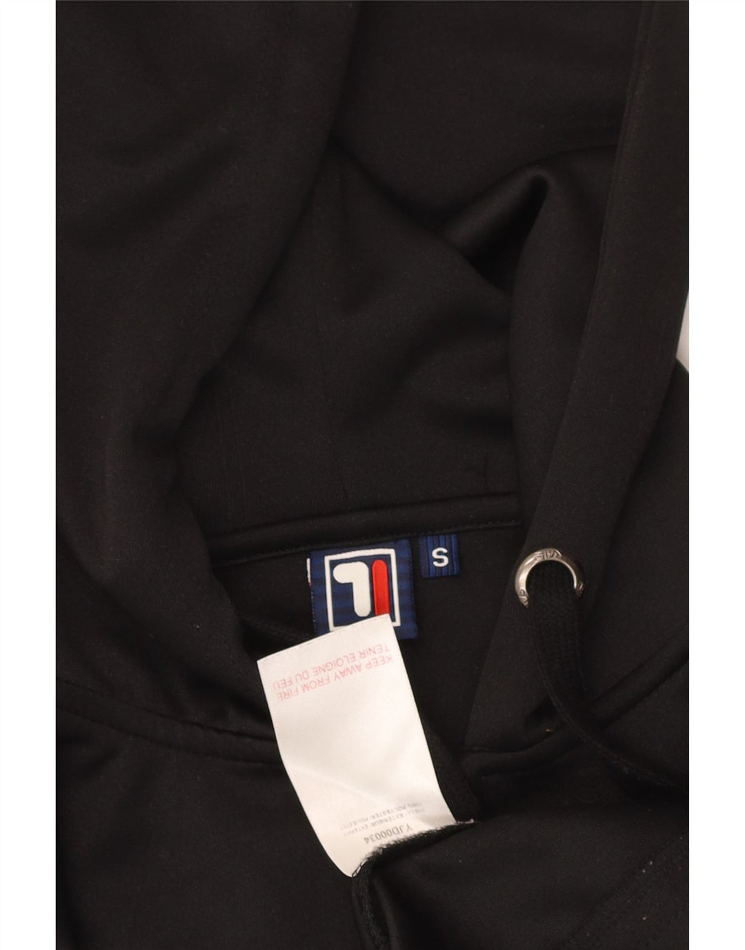 FILA Mens Graphic Zip Hoodie Sweater Small Black Polyester