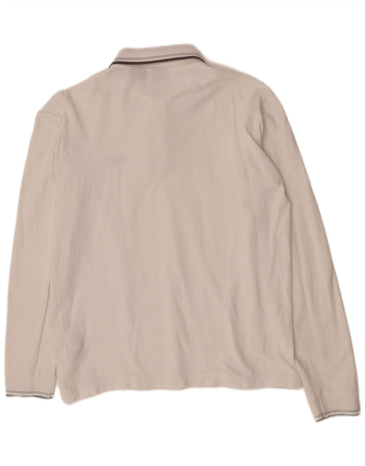 Fila Herren-Langarm-Poloshirt, groß, weiße Baumwolle