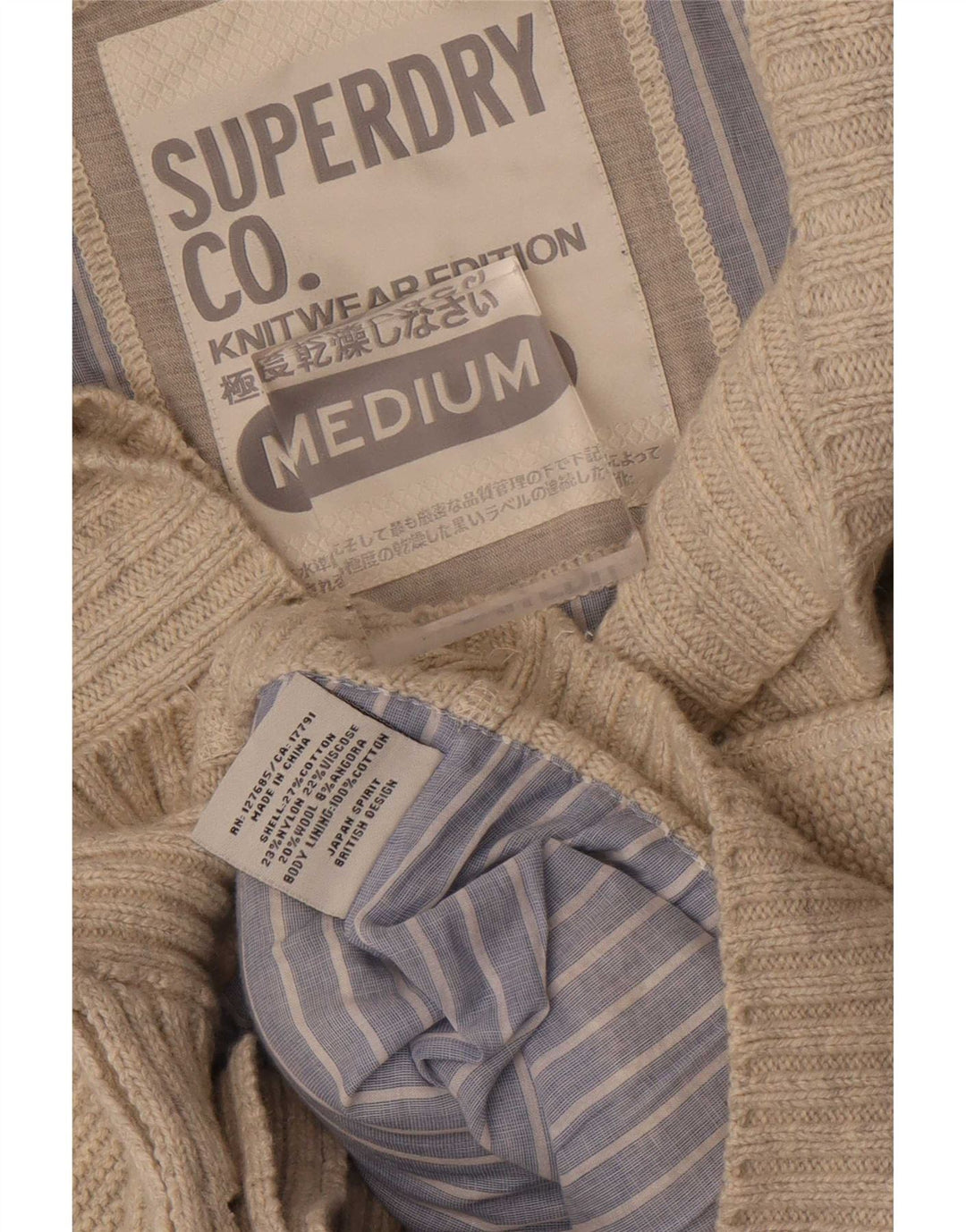 Superdry Herren-Cardigan-Pullover aus Baumwolle in Mittelbeige