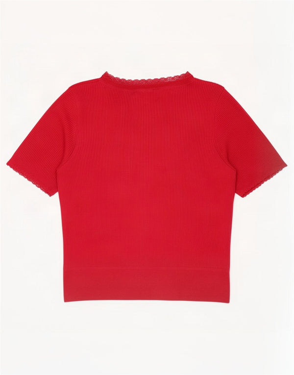 Marks & Spencer Damen Kurzarm-Blusenoberteil UK 16 Large Rot Acryl