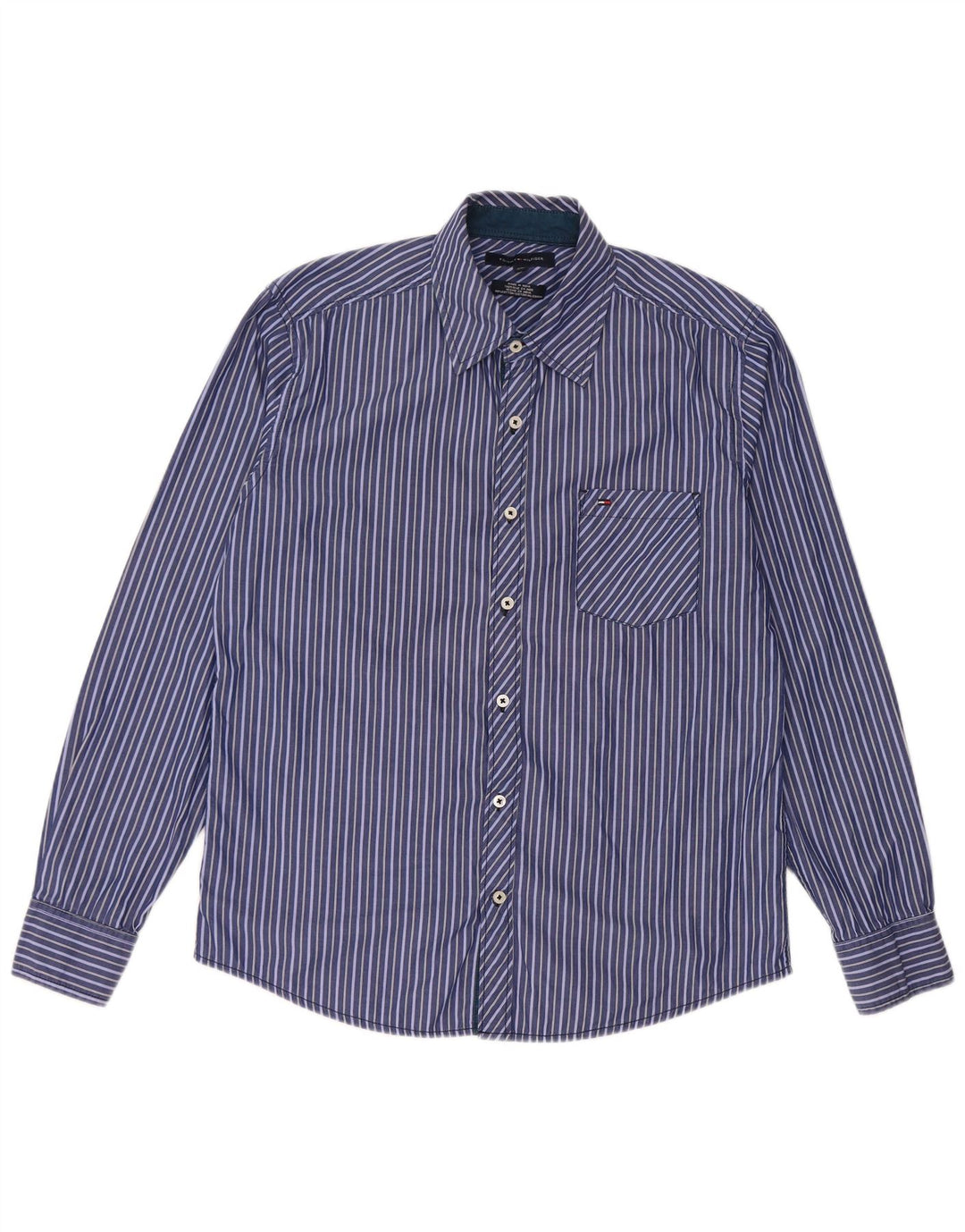Tommy Hilfiger Herrenhemd XL blau gestreift aus Baumwolle