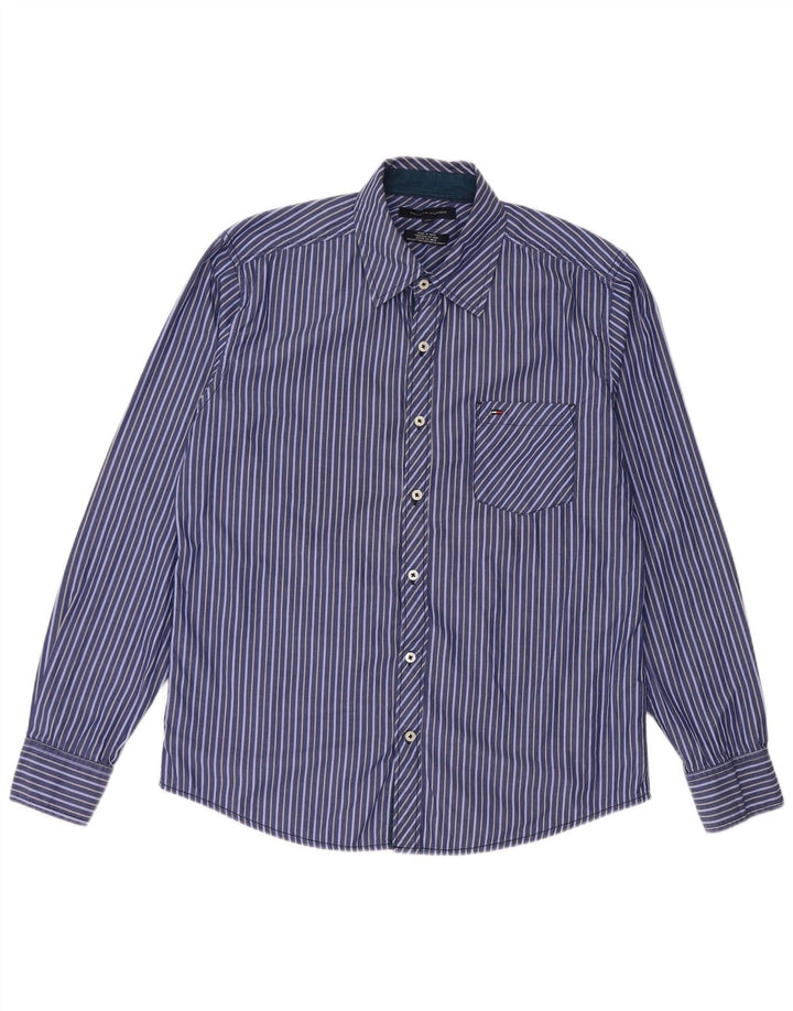 Tommy Hilfiger Herrenhemd XL blau gestreift aus Baumwolle