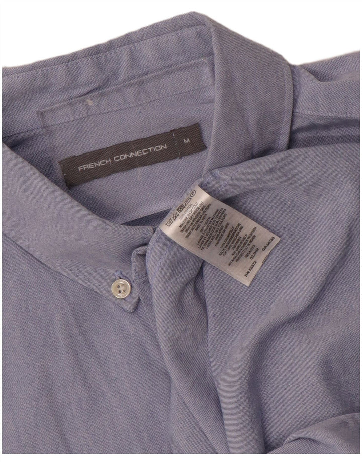 French Connection Herren-Kurzarmhemd aus mittelblauer Baumwolle