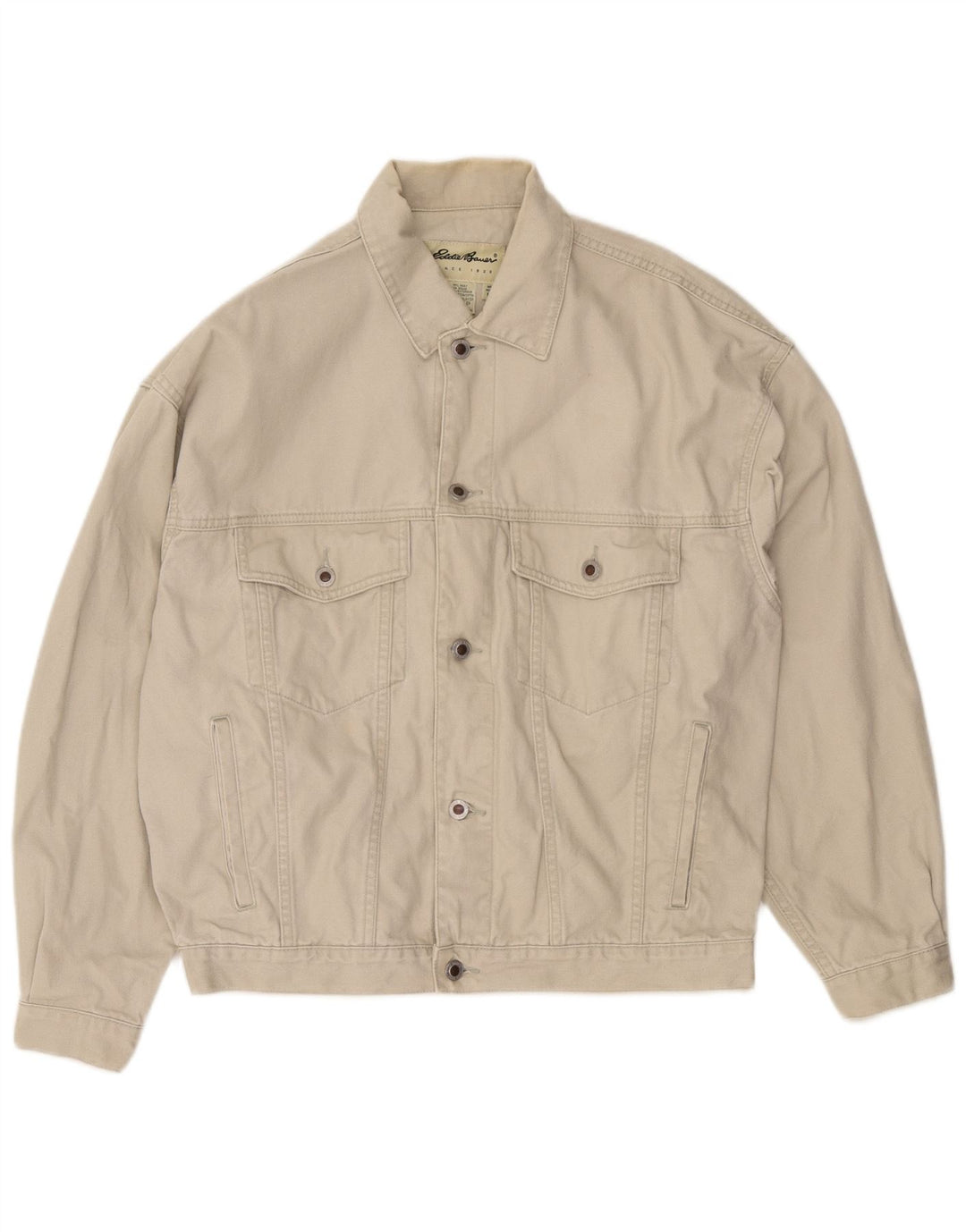 EDDIE BAUER Herren Bomberjacke UK 38 Mittelbeige Baumwolle
