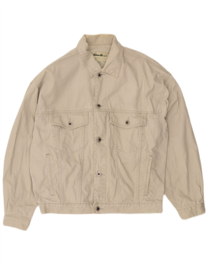 EDDIE BAUER Herren Bomberjacke UK 38 Mittelbeige Baumwolle