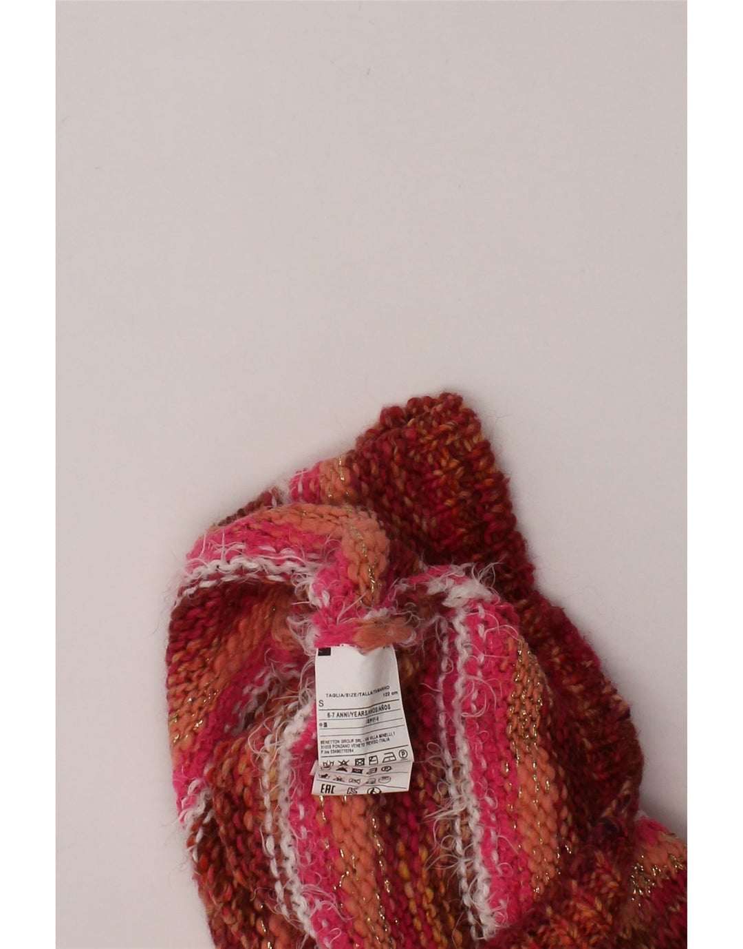 BENETTON Girls Crew Neck Jumper Sweater 6-7 Years Small Multicoloured Vintage Benetton and Second-Hand Benetton from Messina Hembry 