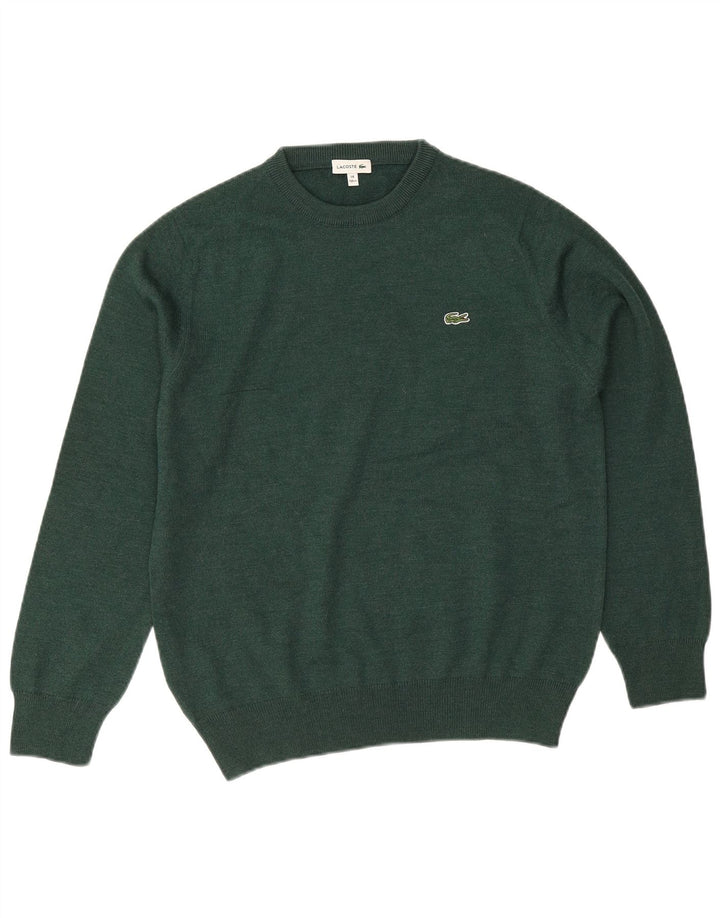 Lacoste Jungen-Pullover mit Rundhalsausschnitt, 13–14 Jahre, grüne Wolle