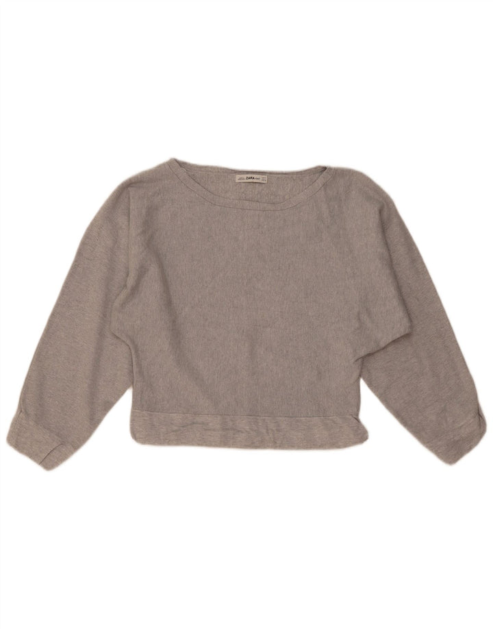 Zara Damen Crop Sweatshirt Pullover UK 14 Mittelgraue Viskose