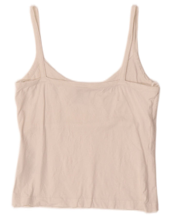 ADIDAS Damen Crop Cami Top UK 12 Medium Off White Baumwolle