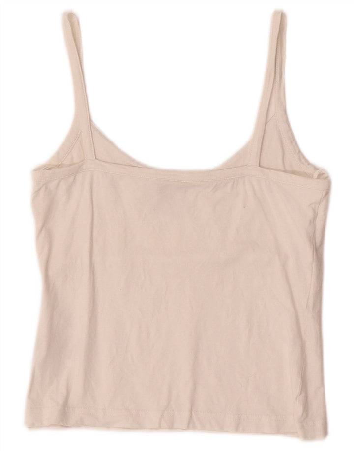 ADIDAS Damen Crop Cami Top UK 12 Medium Off White Baumwolle