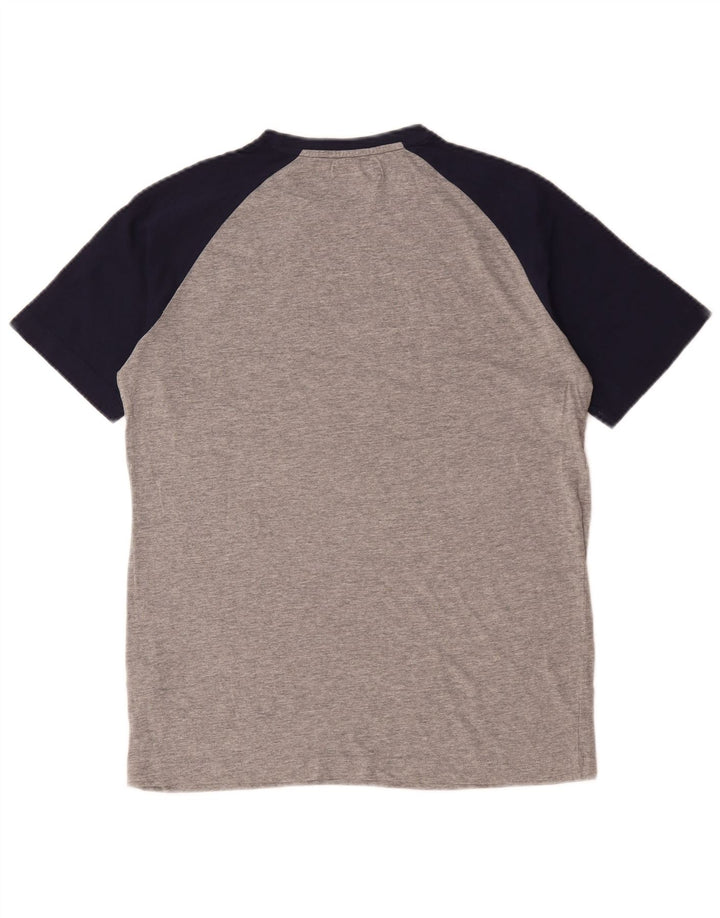 Kappa Herren Grafik-T-Shirt-Oberteil aus mittelgrauer Colourblock-Baumwolle