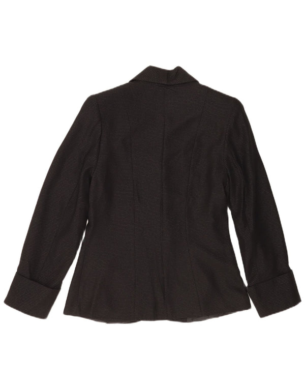 Vintage Damen Zweireihige Blazerjacke IT 42 Medium Schwarz gestreift