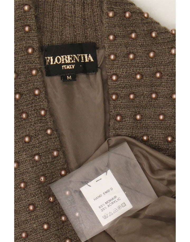 FLORENTIA Damen-Strickjacke in Übergröße, UK 14, mittelbraun gefleckt