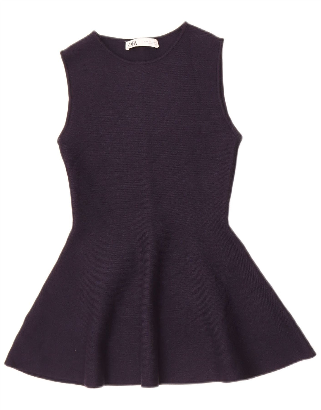 Zara Damen Übergroßes ärmelloses Tunika-Oberteil UK 10 Small Marineblaue Viskose