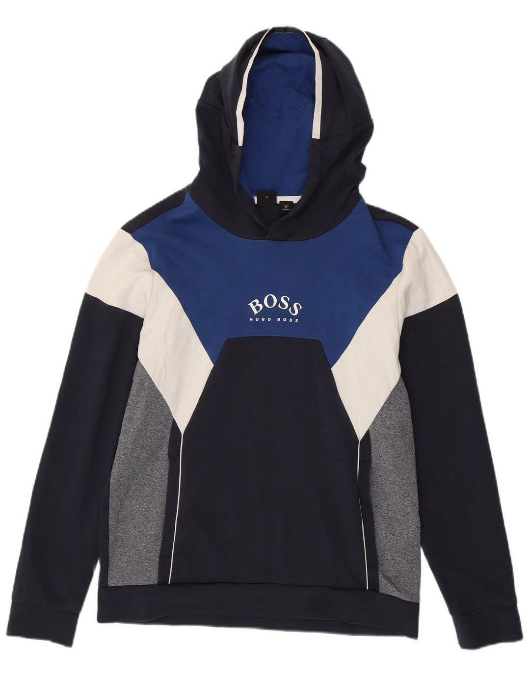 Hugo Boss Herren-Kapuzenpullover mit Grafik, mittelgroß, marineblau, Colourblock-Baumwolle