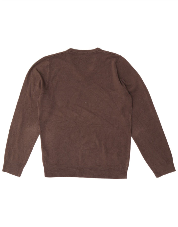Marks & Spencer Herren Blue Harbor V-Ausschnitt Pullover Pullover Small Braun Acryl