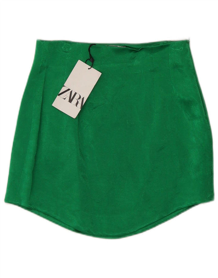 Zara Damen Minirock XS W24 Grüne Viskose