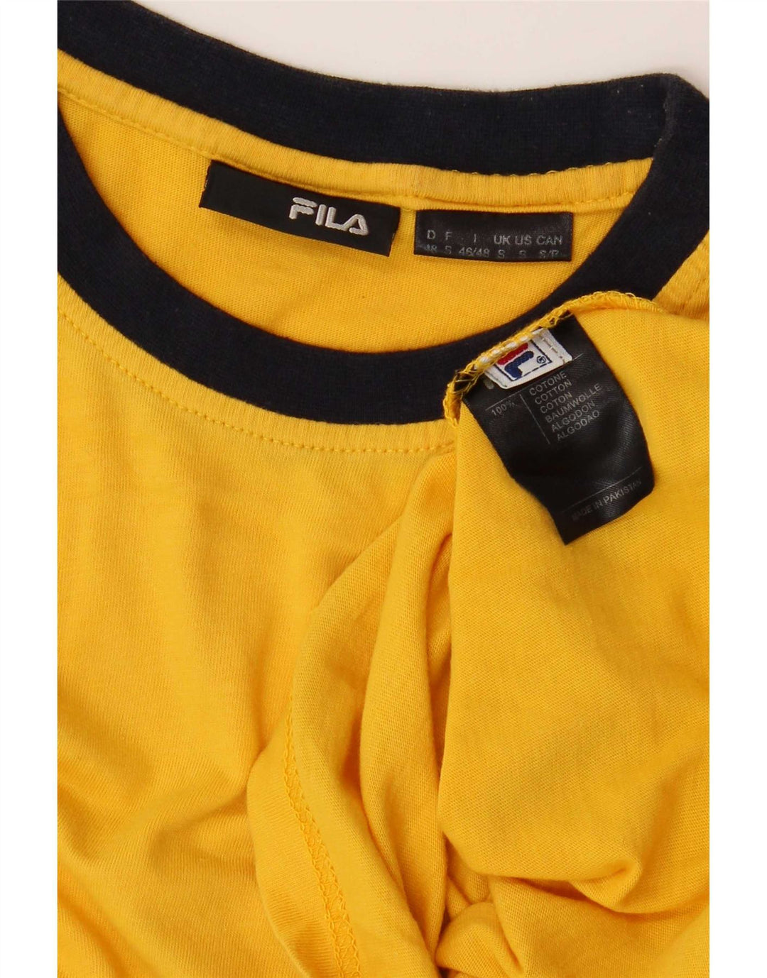 Fila Herren T-Shirt Top Small Gelb Colourblock Baumwolle