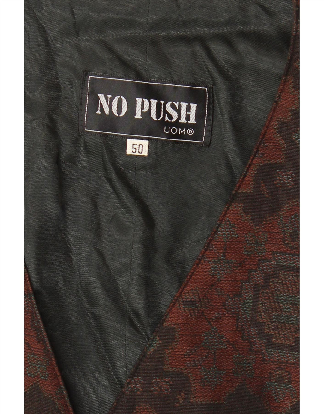 Vintage Herren Weste IT 50 Mittelbraun Ikat Polyester