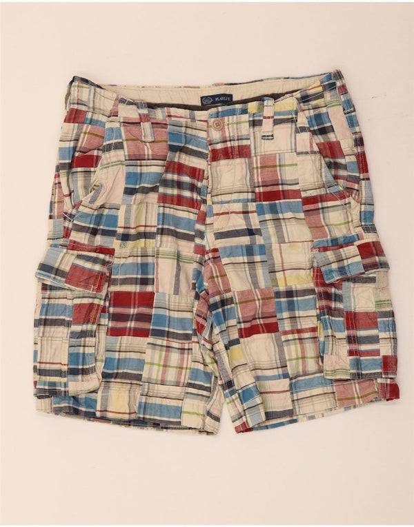 Playlife Herren-Cargoshorts IT 50 Large W36 Mehrfarbig karierte Baumwolle