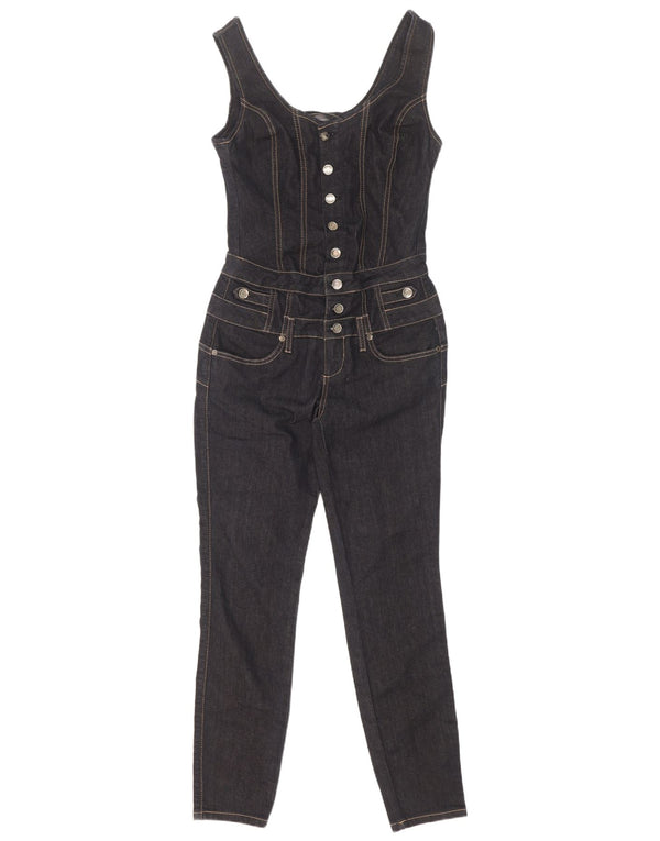 Liu Jo Damen ärmelloser Denim-Overall, UK 12, mittelschwarz, Baumwolle