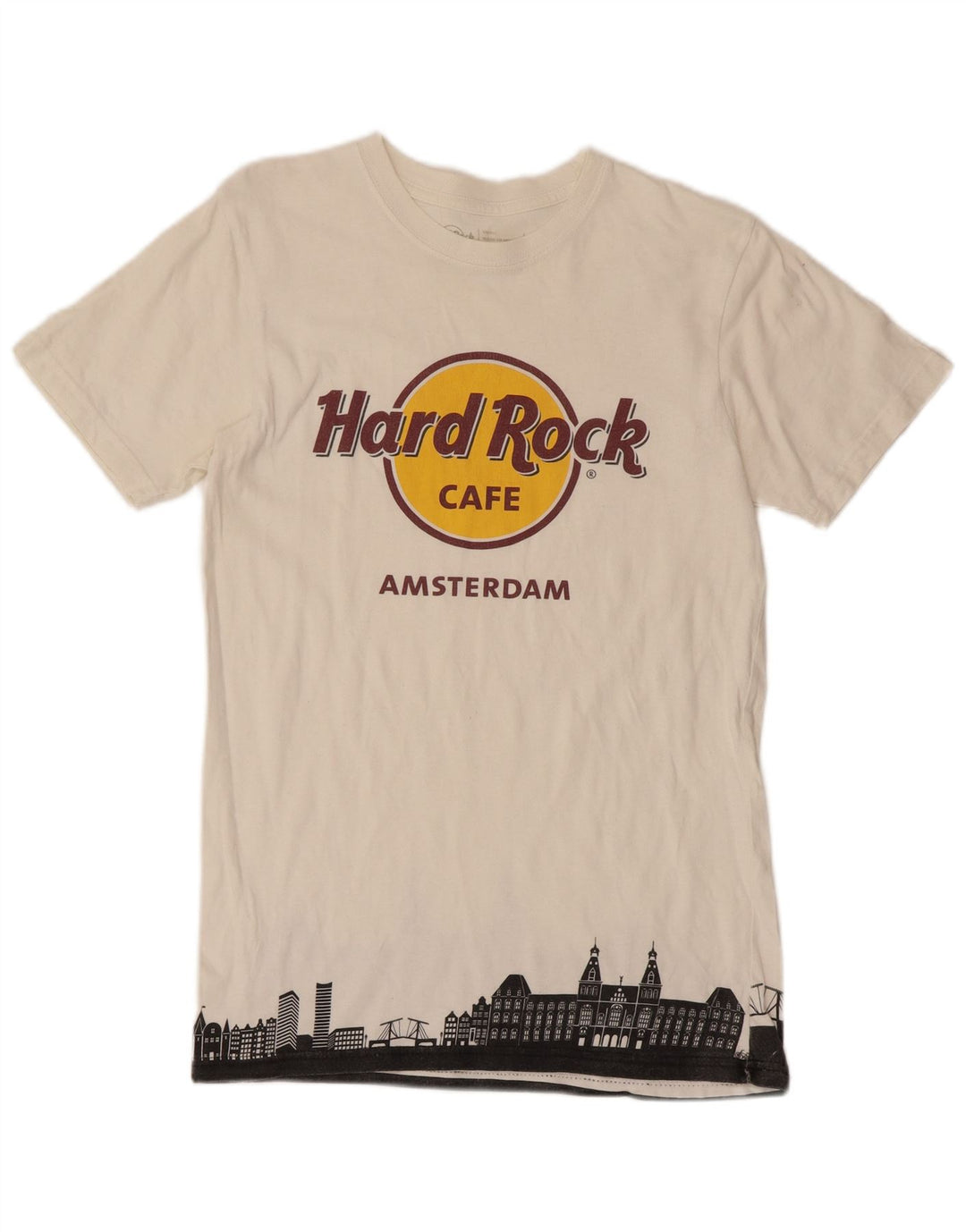HARD ROCK CAFE Herren-T-Shirt „Amsterdam“ mit Grafik, Größe S, weiße Baumwolle