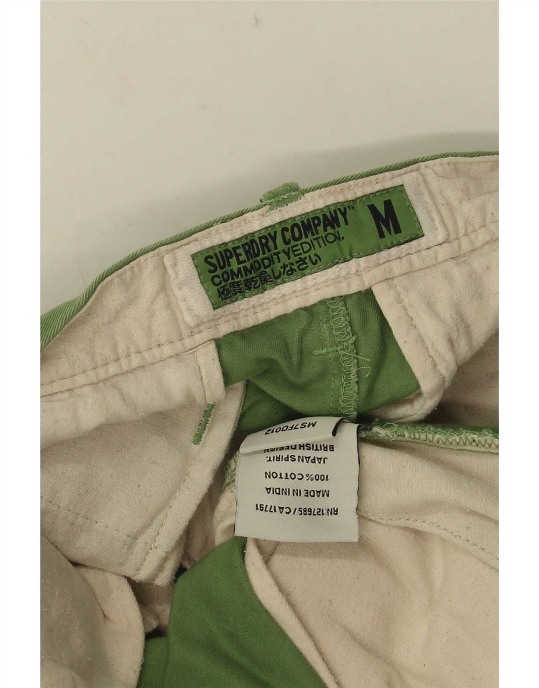 Superdry Herren Chinoshorts Medium W30 Grüne Baumwolle