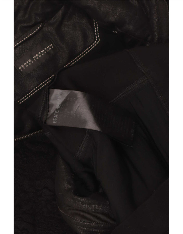 Beate Heymann Damen Strickjacke Pullover UK 10 Kleine schwarze Wolle