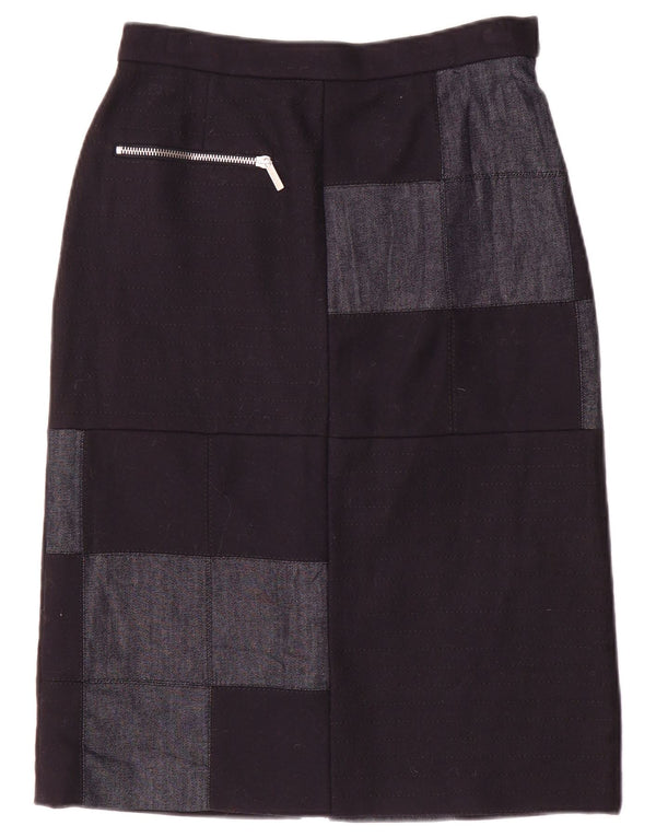 Iceberg Damen Midirock IT 40 Small W26 Marineblaues Patchwork-Nylon