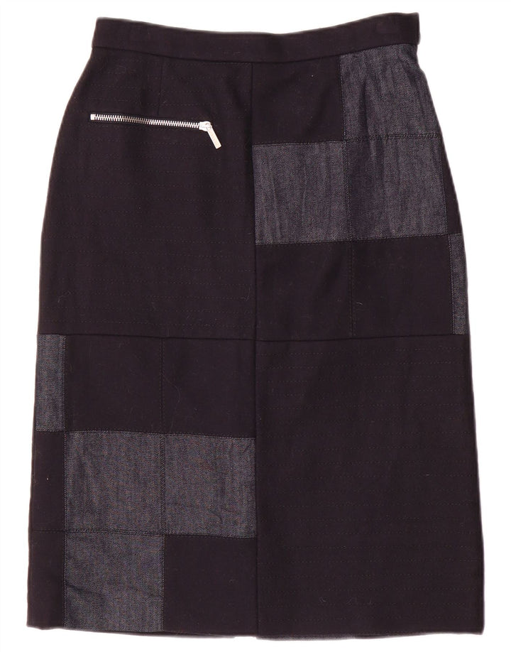 Iceberg Damen Midirock IT 40 Small W26 Marineblaues Patchwork-Nylon