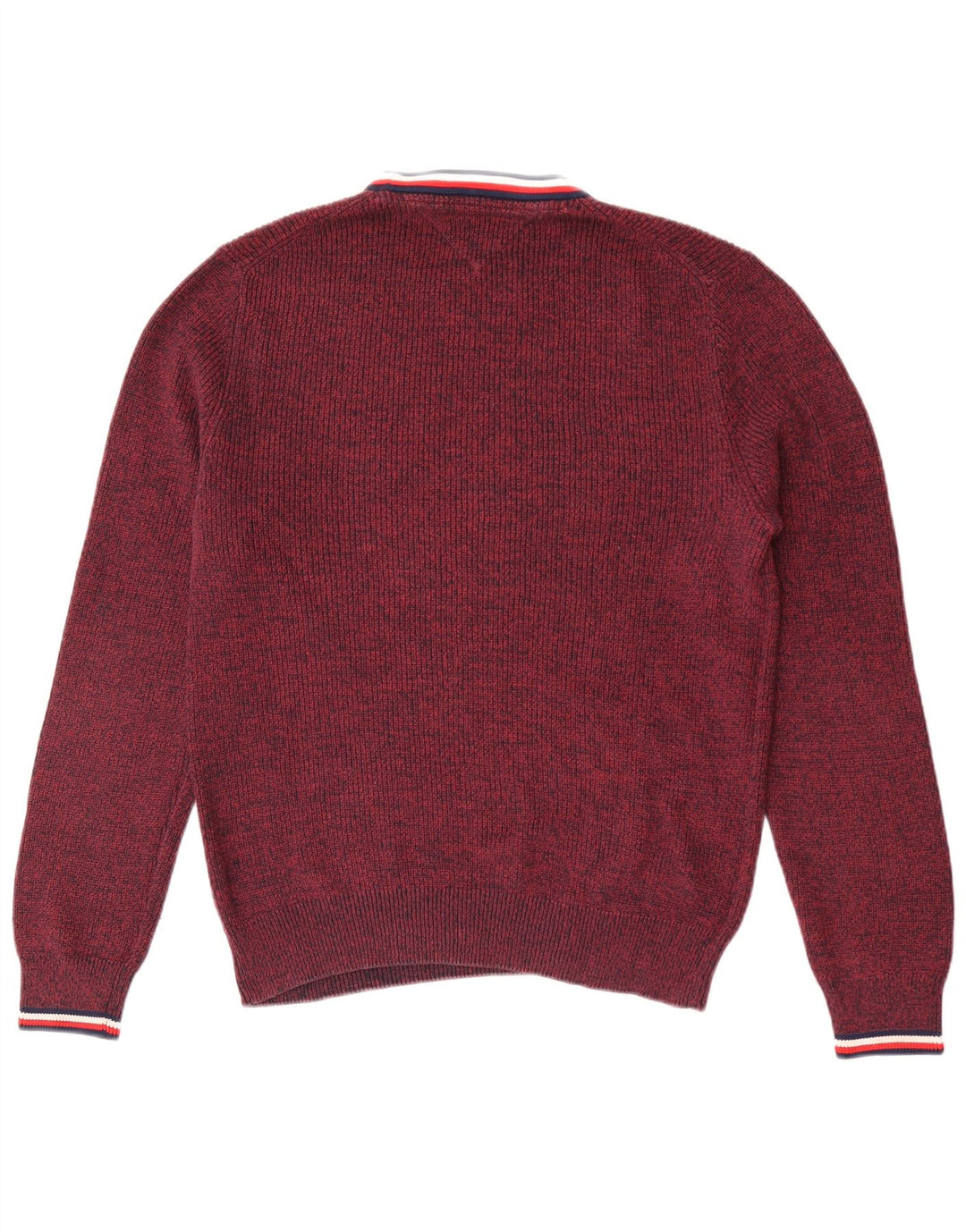 Tommy Hilfiger Herren-Pullover mit Rundhalsausschnitt, mittelgroß, Burgunderrot meliert