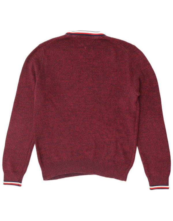 Tommy Hilfiger Herren-Pullover mit Rundhalsausschnitt, mittelgroß, Burgunderrot meliert