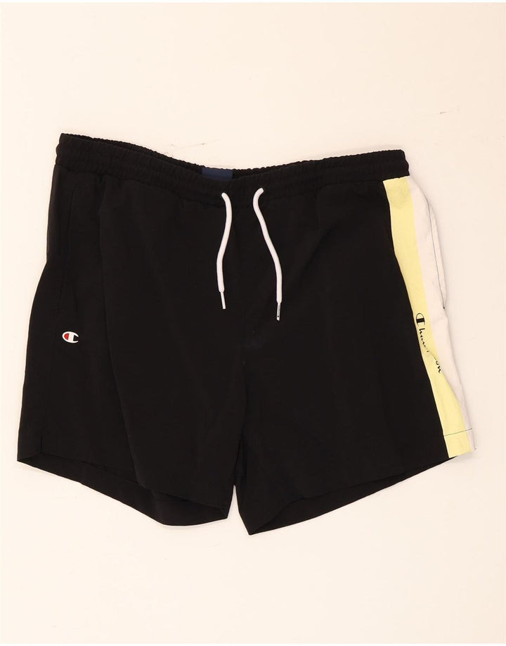 Champion Herren-Sportshorts, groß, schwarzes Colourblock-Nylon