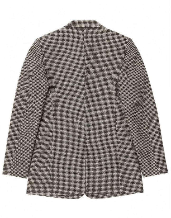 Massimo Dutti Damen 1-Knopf-Blazerjacke EU 34 2XS Graue Hahnentrittwolle