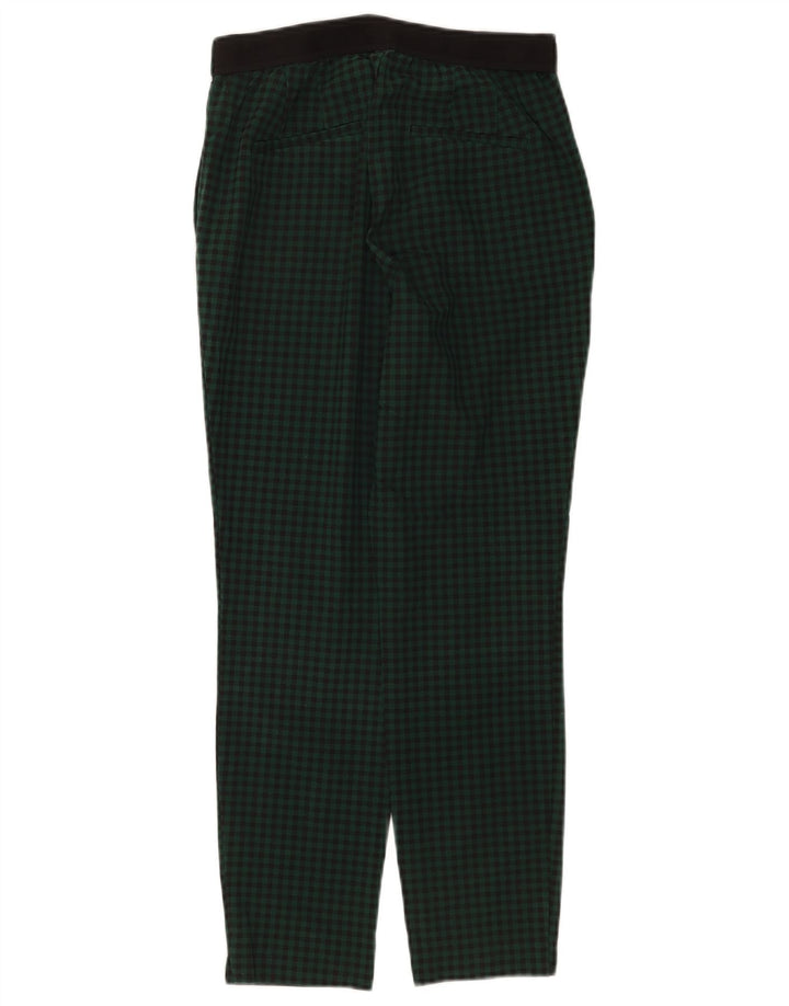 Zara Slim Chino-Hose für Damen, mittelgroß, W28, L26, grün kariertes Polyester