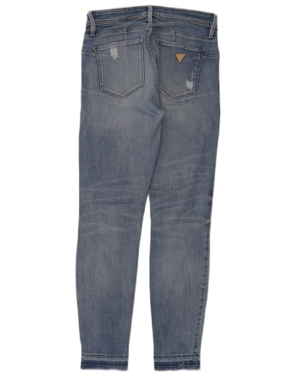 Guess Damen Curve X Distressed Skinny Jeans W26 L28 Blaue Baumwolle