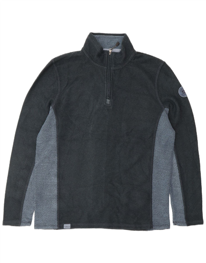 WEIRD FISH Herren-Sweatshirt mit Reißverschluss am Hals, XL, Marineblau, Farbblock