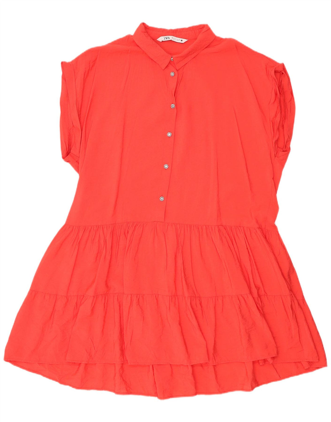 Zara Damen Basic Kleid UK 16 Large Orange Viskose