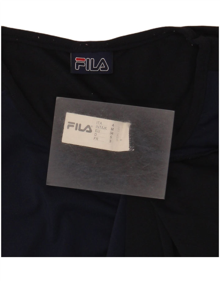 Fila Damen T-Shirt Top UK 12 Medium Marineblau Polyamid