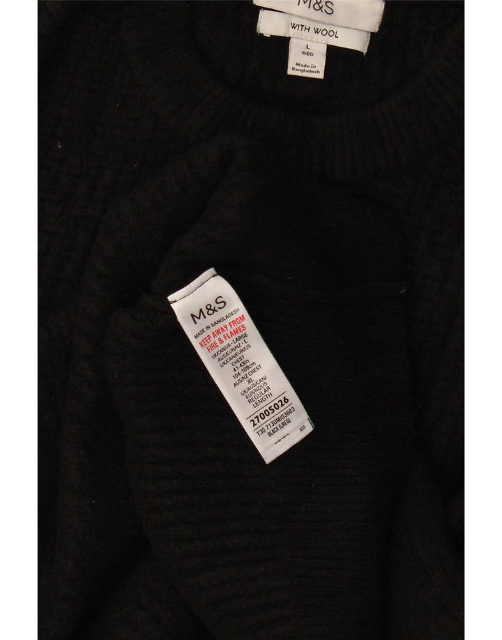 Marks & Spencer Herren-Pullover mit Rundhalsausschnitt, groß, aus schwarzem Acryl